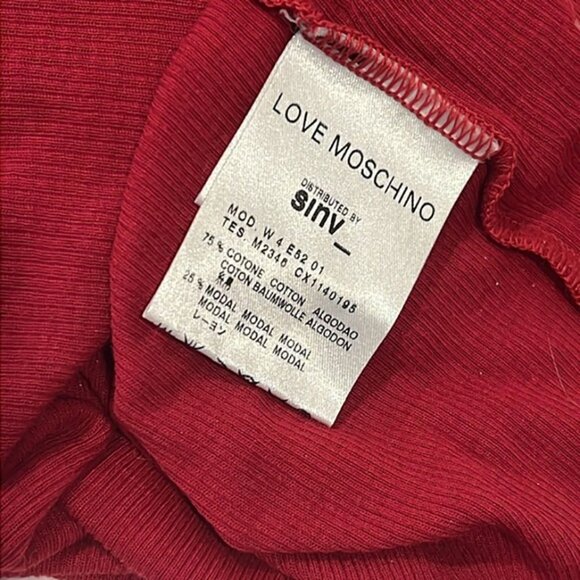 Love moschino red gold sequins vneck blouse size 10 - Picture 9 of 10